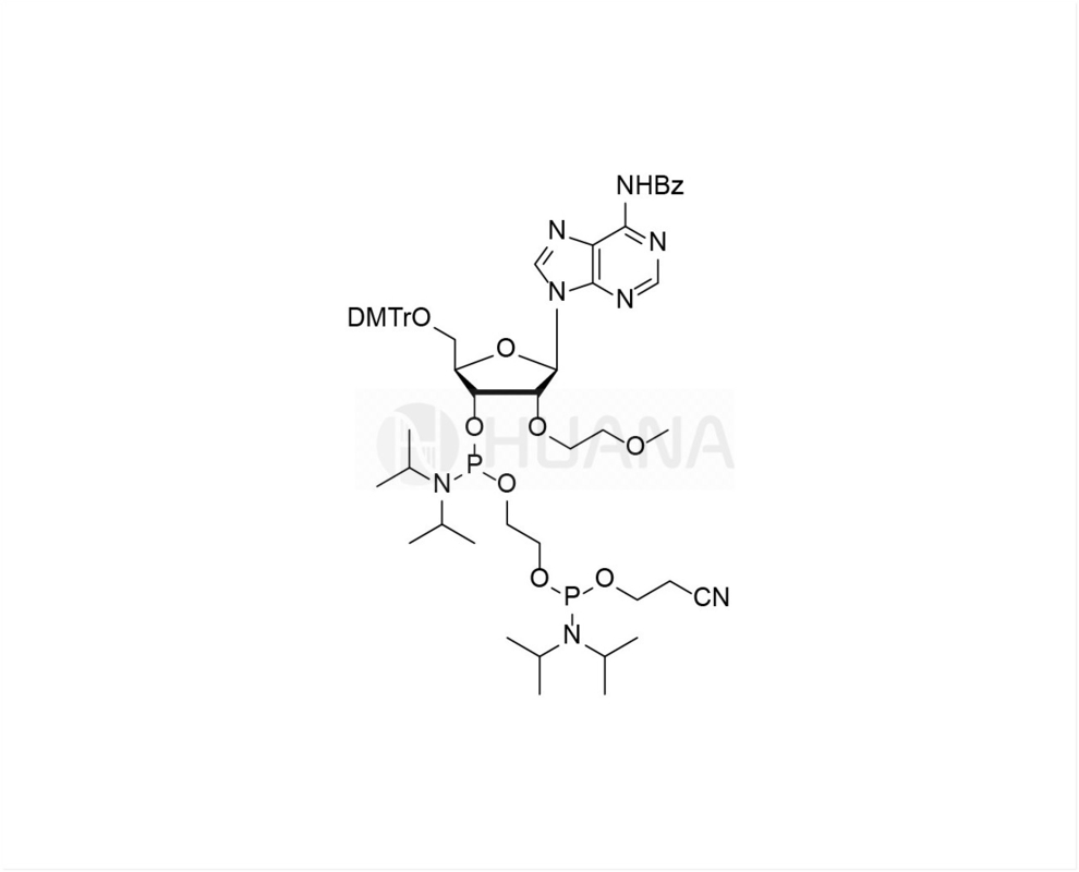 DMTr-2'-O-MOE-rA ((Bz)-3'- ((2-سیانو اتوکسی)) ((دیزوپروپیلامینو) فسفورمیدیت) - اتیل دیزوپروپیل فسفورمیدیت