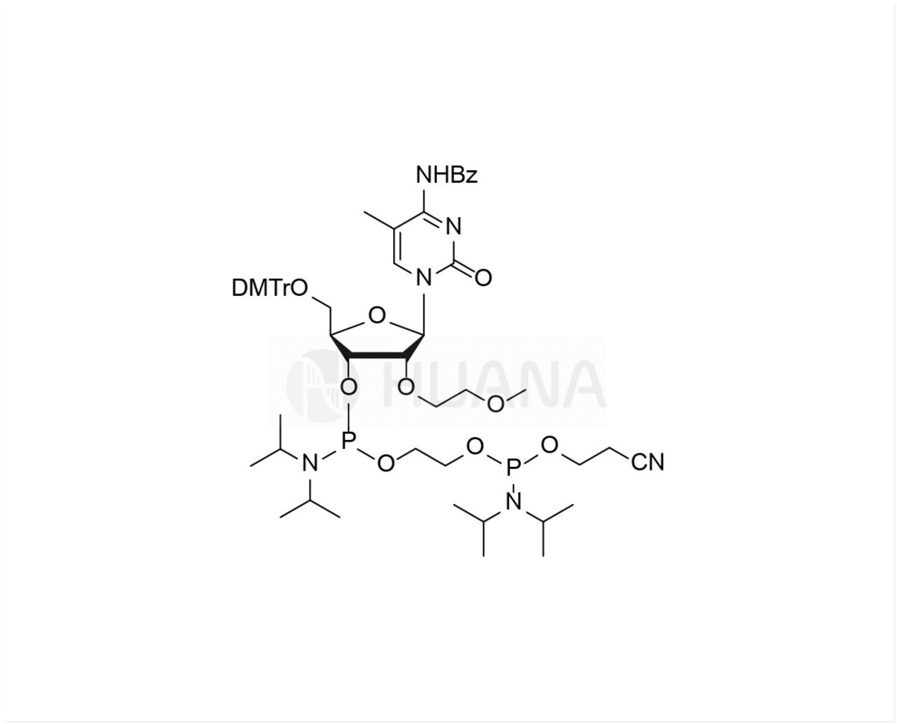5'-O-DMT-2'-O-MOE-5-Me-rC ((Bz)-3'- ((2-سیانوتوکسی) ((دیزوپروپایلامینو) فسفورمیدیت) - اتیل-دیزوپروپایل فسفورمیدیت